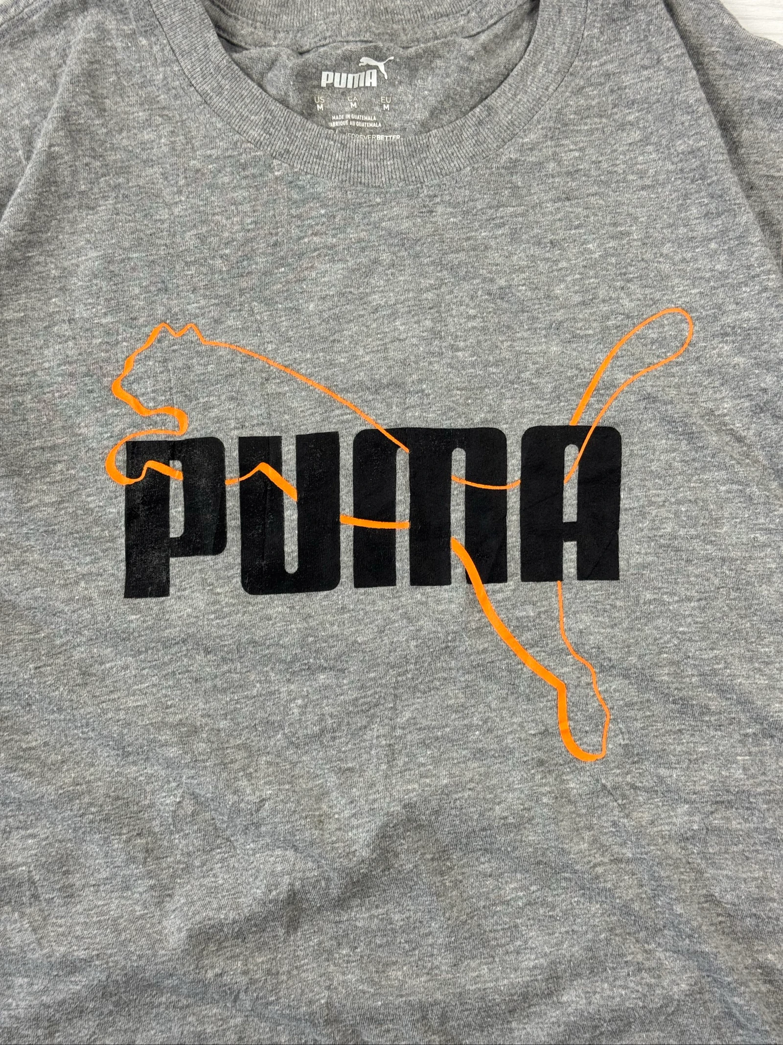 PUMA Big Logo Graphic T-Shirt Grey Orange Black – Size M – photo 5